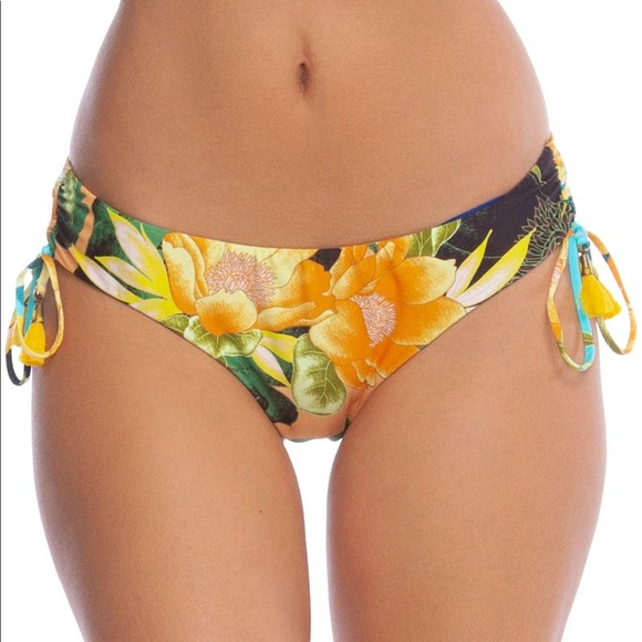 Lucky Brand Women's Multi Tropical Sunrise Tie Side Bikini Swim Bottoms sz XS - Picture 2 of 4
